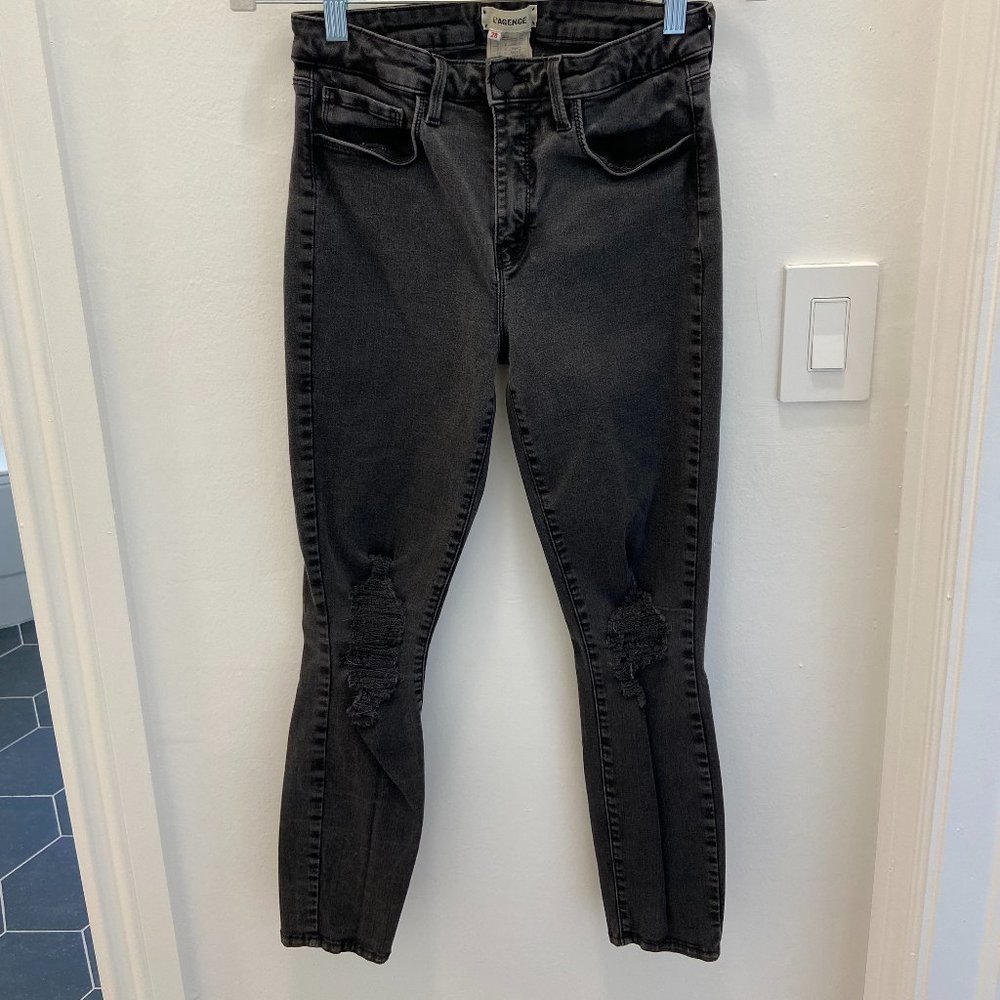 L' AGENCE Black-Grey Skinny Jeans